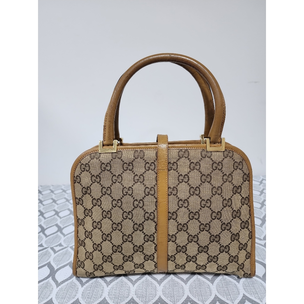 Gucci Vintage Piston Lock Jackie Shoulder Bag Brown/Beige - Picture 7 of 16